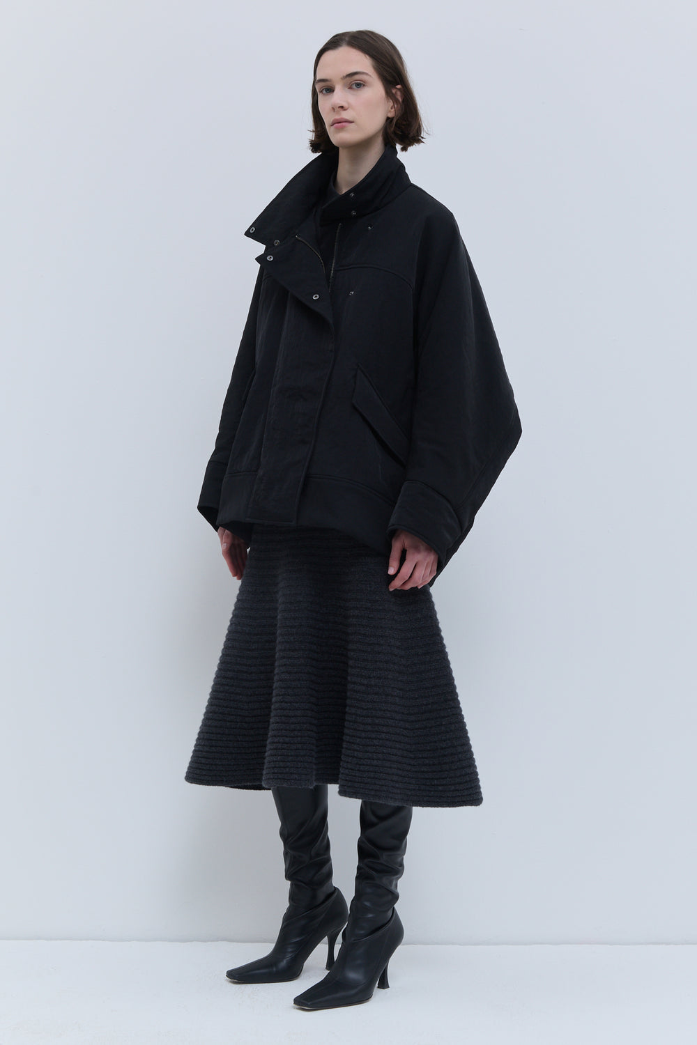 Jombo black padded jacket with high collar