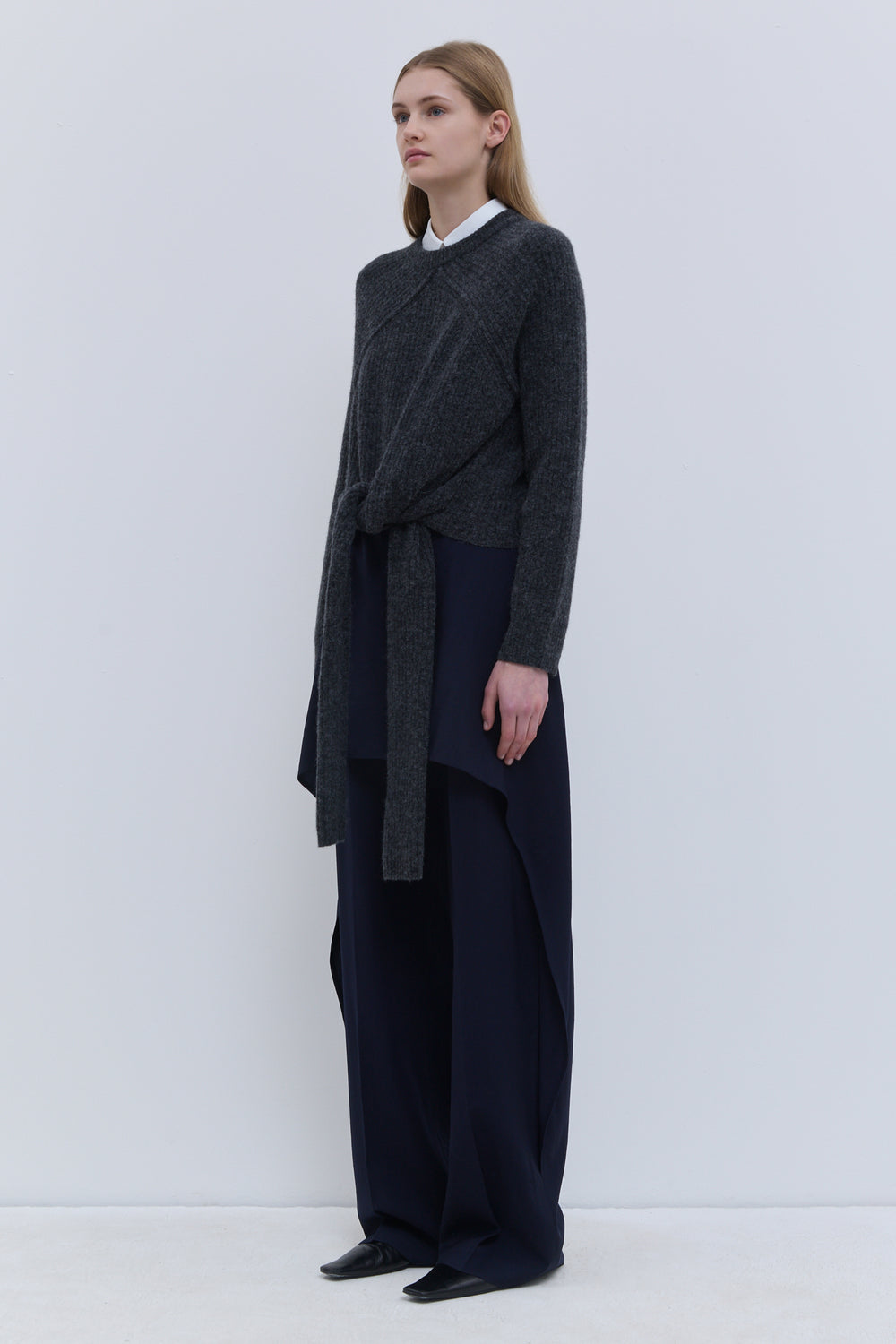 Kadoka soft ribbed-knit top in anthracite