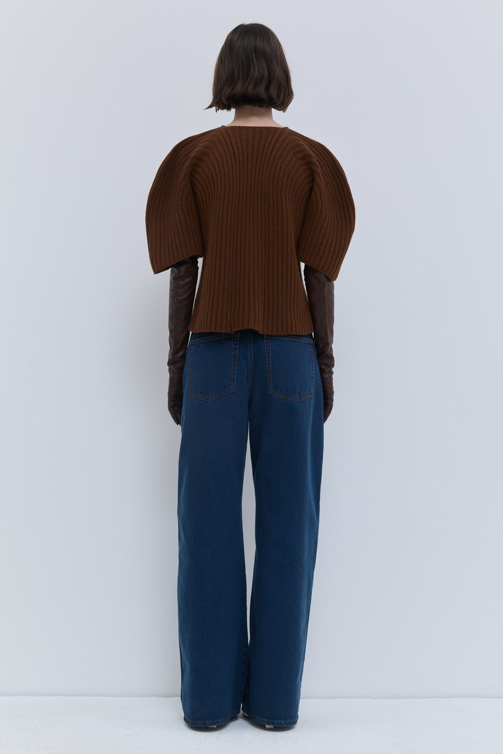 Kisha 3D rib-knit wool top in rust
