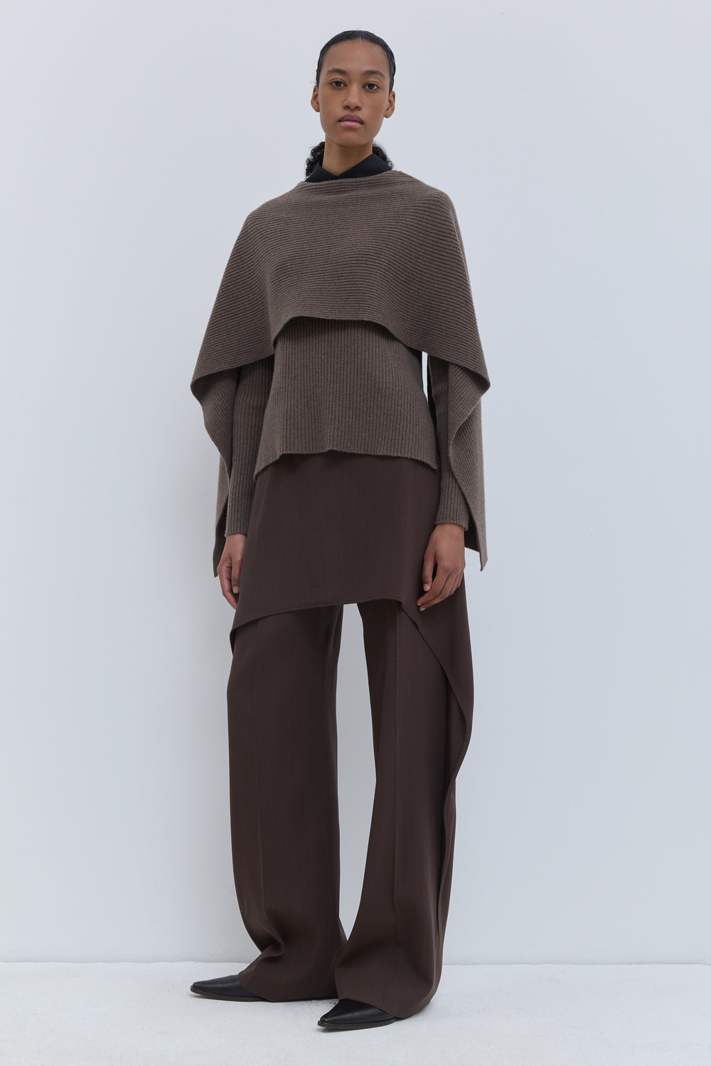 Christian Wijnants Kovira ribbed sweater in brown melange