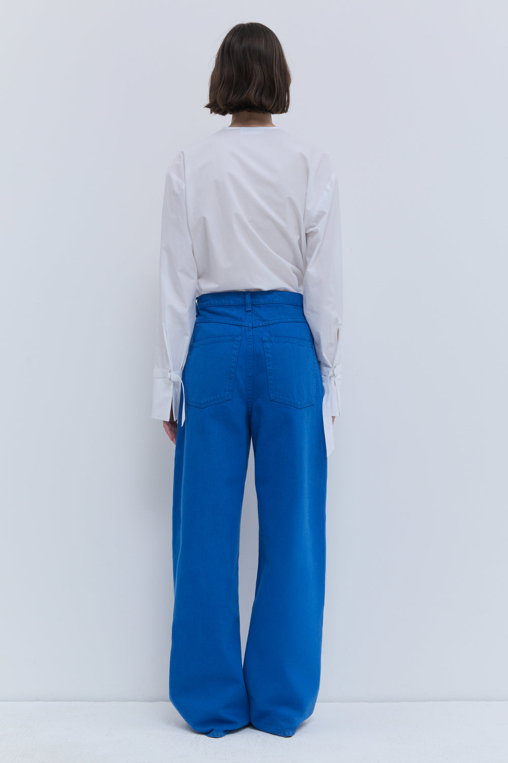 Pullos Klein blue denim trousers with wide-leg silhouette