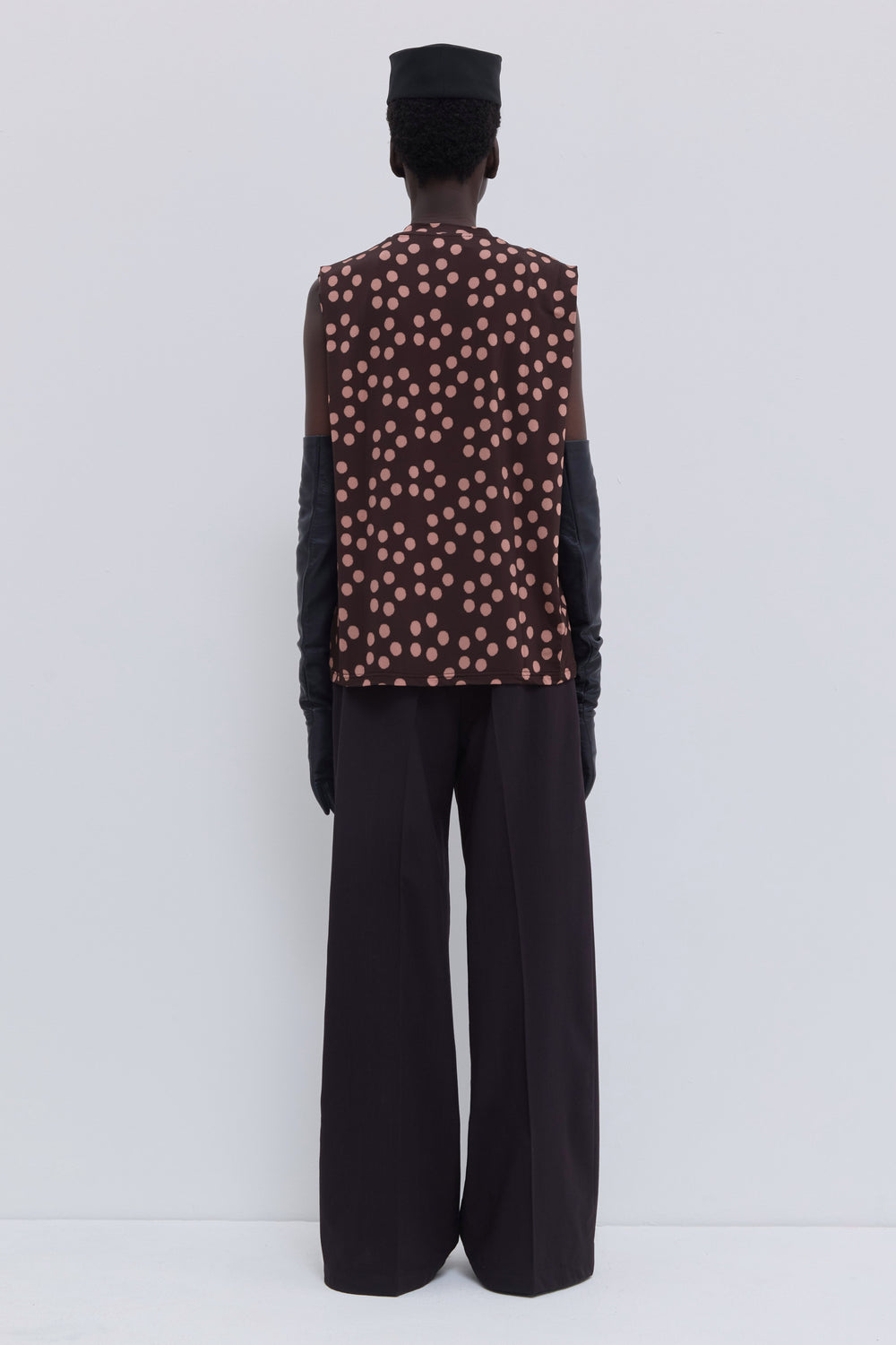 Back view of sleeveless dot print top Christian Wijnants