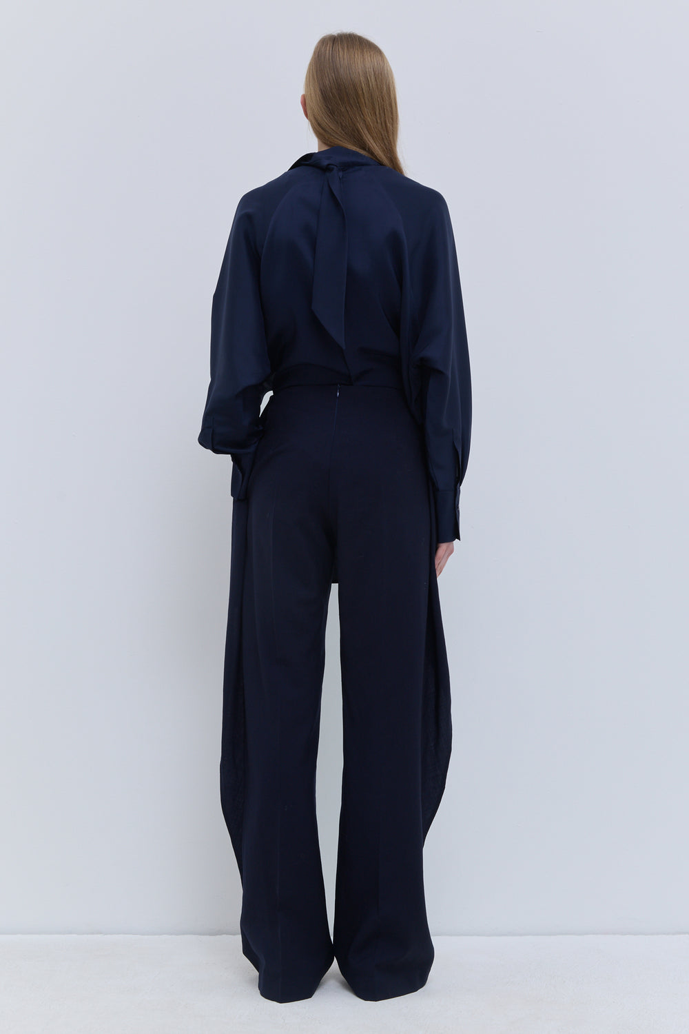 Back view of Tirra Top in Marine silk
